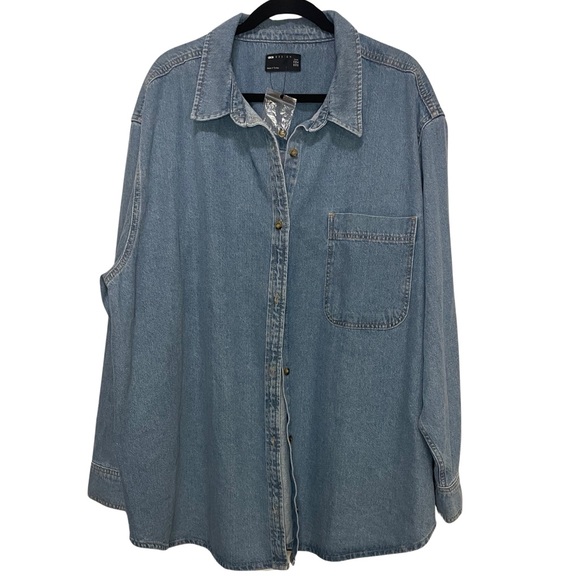 ASOS Curve Jackets & Blazers - ASOS Oversized Curve Mid Wash Denim Shirt/Jacket size 16 NWOT